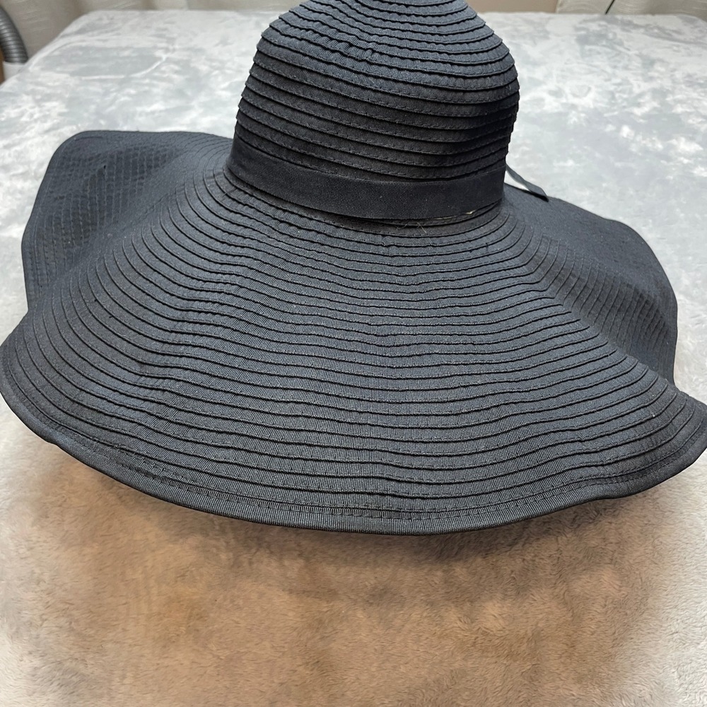 Coolibar Womens Wide Brim Floppy Sun Hat Size OS Black Packable UPF 50+ Beach